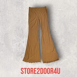 No Boundaries Brown Ribbed Flare Lettuce Hemmed Pants Women's Size Large (11-13)